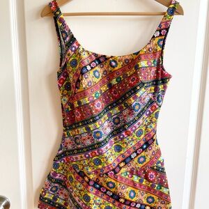 Vintage 1950 Rose Marie Reid Swimsuit One Piece Sz 18 Floral Retro Pinup